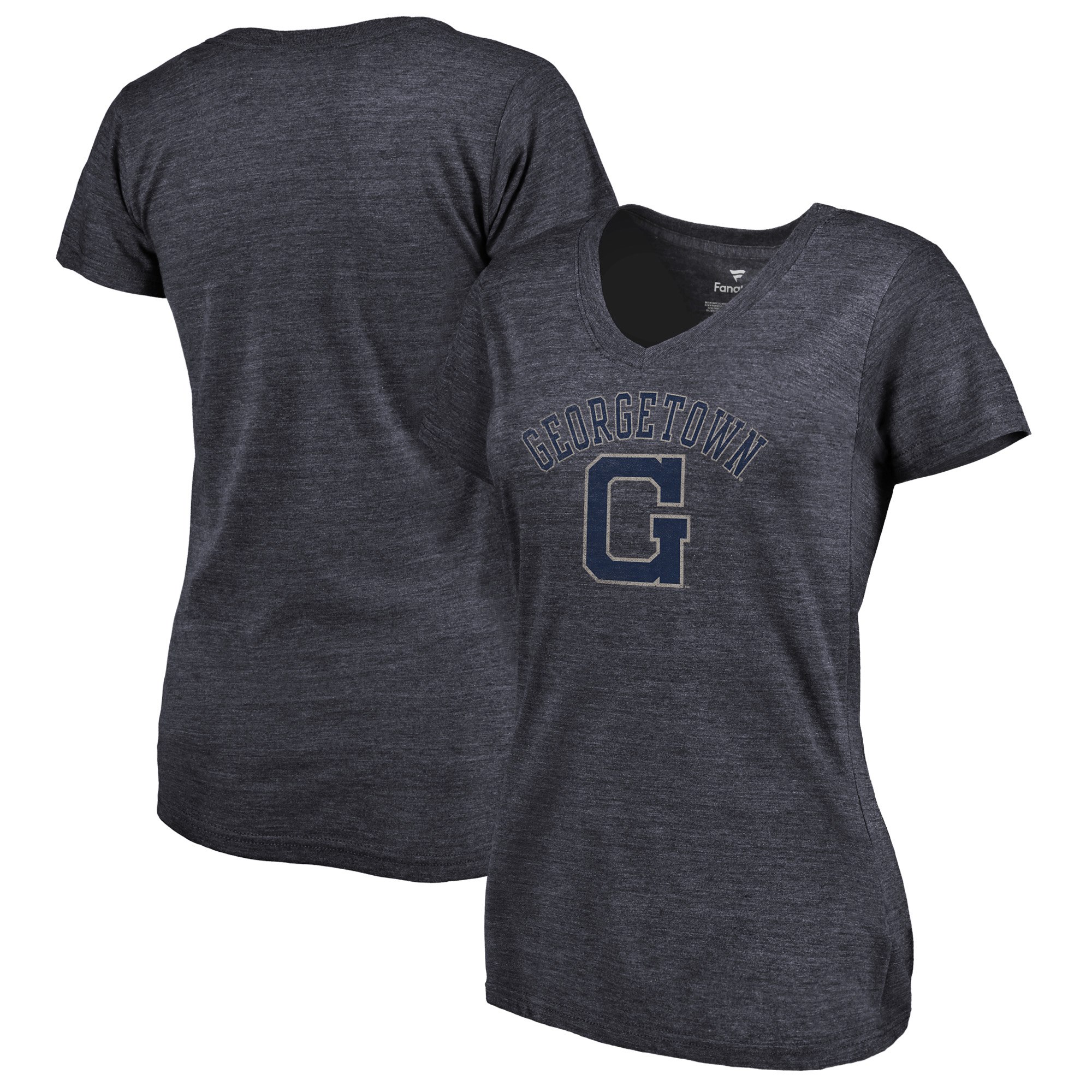 2020 NCAA Fanatics Branded Georgetown Hoyas Women Navy Vault Arch over Logo TriBlend VNeck TShirt->ncaa t-shirts->Sports Accessory
